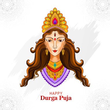 Indian festival goddess durga face holiday celebration card background clipart