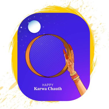 Happy karwa chauth Indian festival banner card background clipart