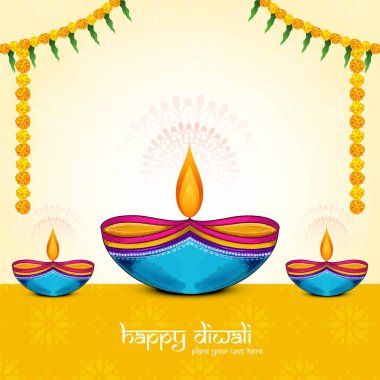 Happy diwali oil lamp festival celebration card background clipart