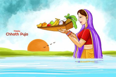 Illustration of happy chhath puja holiday card background clipart