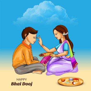 Güzel bhai dooj festivali tebrik kartı illüstrasyon geçmişi