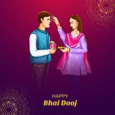 Mutlu bhai dooj Hint festivali abiler ve kardeş kartı geçmişi