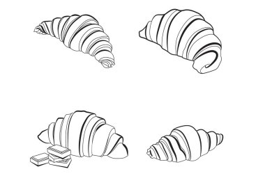 Kruvasan çizgileri el çizimi vektörü