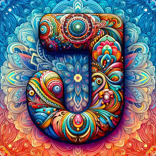 Alfabedeki her harf için renkli mandala harfleri