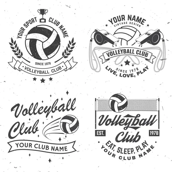 Conjunto Diseño Insignia Club Voleibol Ilustración Vectorial Para Emblema Del — Vector de stock