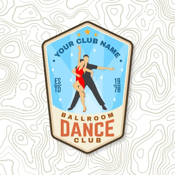 Ballroom dance sport club badges Logo Patch. Concept for shirt or logo, print, stamp or tee. Dancesport sticker with dancing man and woman silhouette. Vector illustration