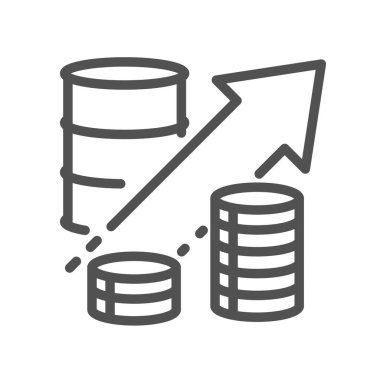 Şişme çizgisi simgesi. Genel fiyat seviyesinde uzun vadeli artış. Finansal çıkar sembolü. Kalite tasarım elemanı. Doğrusal enflasyon simgesi. Vektör illüstrasyonu
