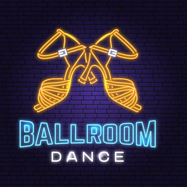 Ballroom Klub Sportowy Bright Neon Sign Koncepcja Koszuli Lub Logo — Wektor stockowy