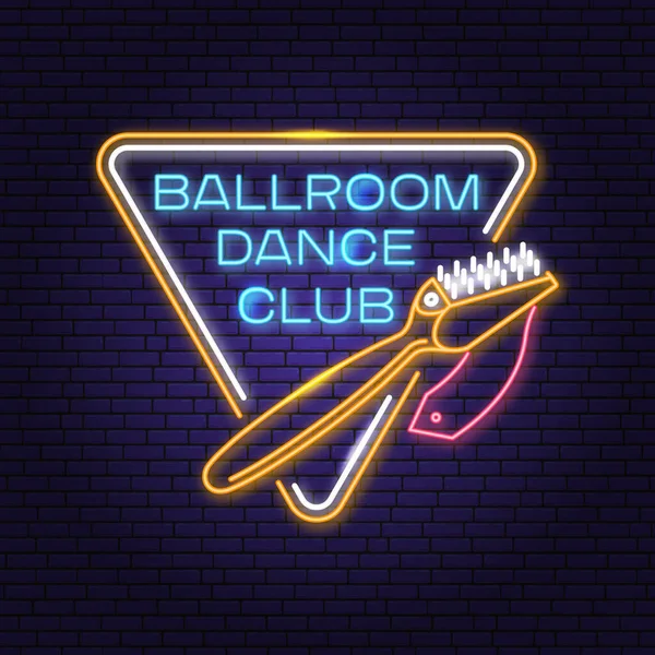 Ballroom Clube Dança Esporte Bright Neon Sign Conceito Para Camisa — Vetor de Stock