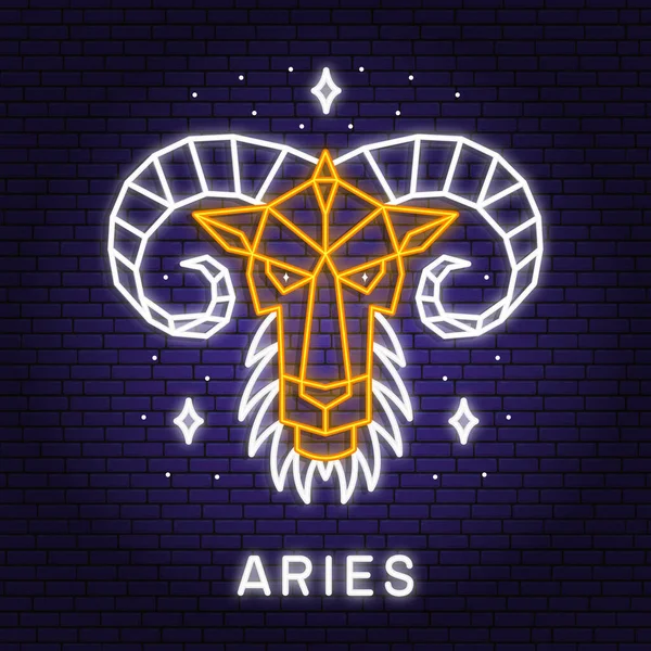 Zodiac Astrology Horoscope Neon Sign Aries Linear Design Vector Illustration — Vector de stock