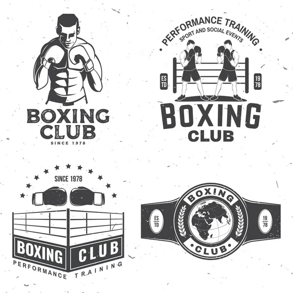 Set Von Boxclub Abzeichen Logo Design Vektorillustration Für Boxen Sportvereinswappen — Stockvektor