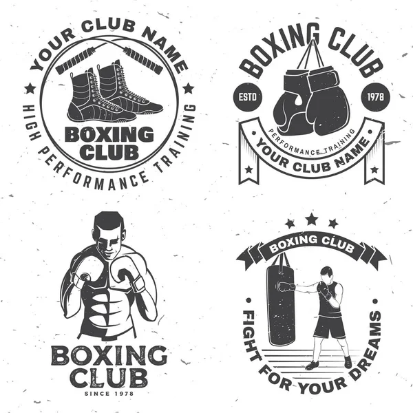 Conjunto Insignia Del Club Boxeo Diseño Del Logotipo Ilustración Vectorial — Vector de stock