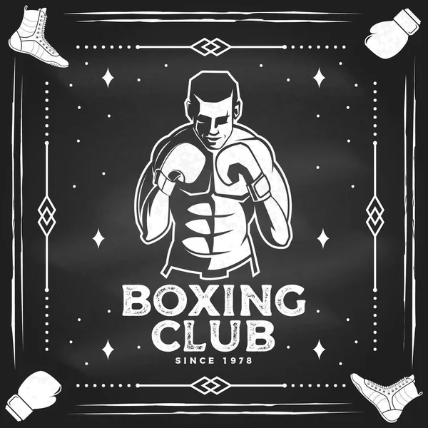 Odznak Boxerského Klubu Design Loga Vektorová Ilustrace Pro Symbol Boxerského — Stockový vektor
