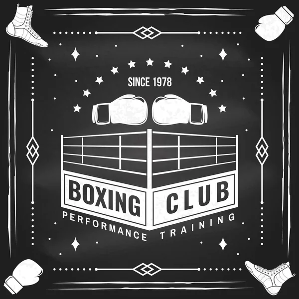 Boxing Club Badge Logo Design Chalkboard Vector Illustration Boxing Sport — Stock Vector