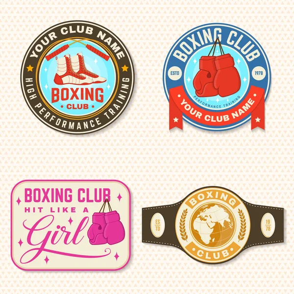 Sada Odznaku Boxerského Klubu Logo Náplast Design Vektor Pro Symbol — Stockový vektor