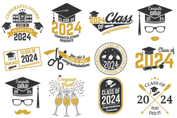 stock vector Set of Vector Class of 2024 badges. Concept for shirt, print, seal, overlay or stamp, greeting, invitation card. Typography design- stock vector.