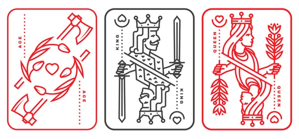 Jeu Cartes Roi Reine Illustration Vectorielle Ésotérique Magique Royal Carte — Image vectorielle