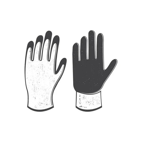 Gloves Work Garden Icon Silhouette Isolated White Vector Illustration Emblem — Stock Vector