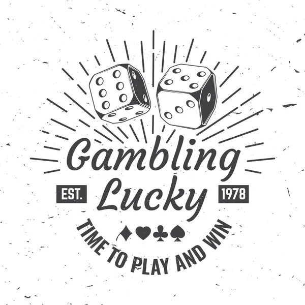 Gambling Lucky Logo Bricka Design Med Två Tärningar Siluett Dags — Stock vektor
