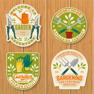 Bahçe işleri, bahçe işleri, amblem, etiket, yama, çıkartma... İşaret, yama, el kesicili gömlek tasarımı, bahçe budama makinesi, sulama kutusu, bahçe malzemesi.