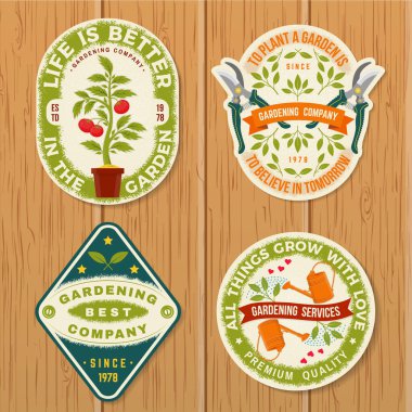 Bahçe işleri, bahçe işleri, amblem, etiket, yama, çıkartma... İşaret, yama, el kesicili gömlek tasarımı, bahçe budama makinesi, sulama kutusu, bahçe malzemesi.