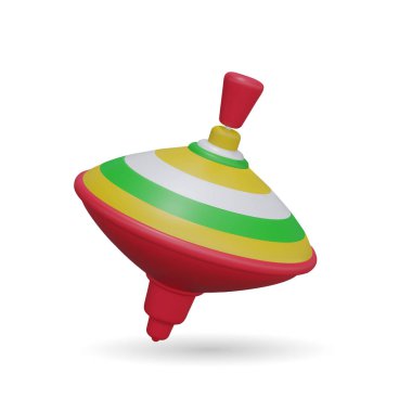 Oyuncak kafa. Çocuklar için dönen renkli jiroskop oyunları. 3d Vektör illüstrasyonu. Çocuklar için Spinner Gyro Oyuncak Hediyesi. Geçmişteki en klasik oyuncaklar.