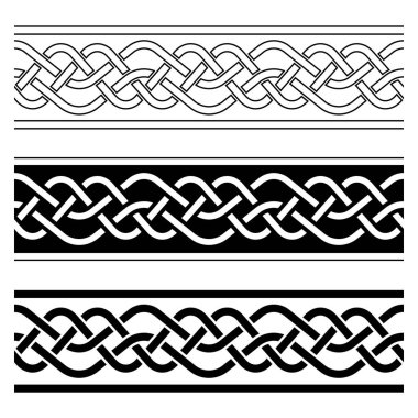 Bir dizi ulusal Viking kusursuz süs sınırları. Vektör çizimi. Beyaz arkaplanda Kelt tarzı sınır izole