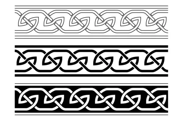Eine Reihe Nahtloser Nationaler Wikinger Ornamente Vektorillustration Rand Keltischen Stil Stockillustration