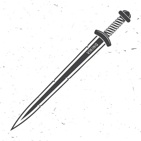 Wikingerschwert Mittelalterliche Waffe Vektorillustration Wikinger Schlachtschwert Vintage Monochrom Stil lizenzfreie Stockillustrationen