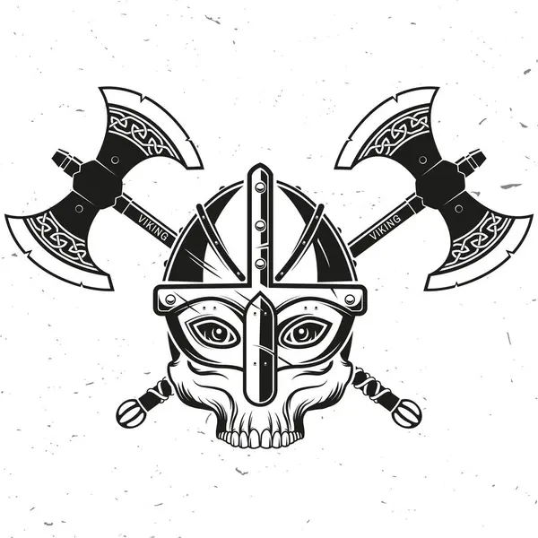 Calavera Vikinga Con Hacha Cruzada Ilustración Vectorial Para Emblemas Etiquetas Gráficos Vectoriales