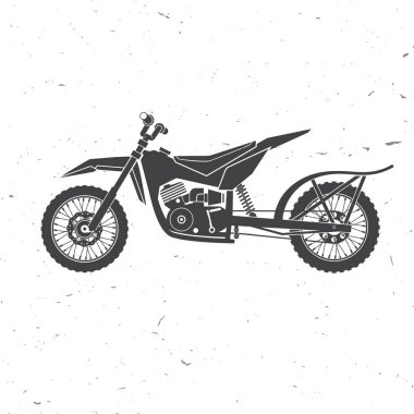 Dağ tepesi için motosiklet. Roket Toprak Bisiklet Yarışı. Vektör çizimi. Ekstrem atlama ve yarış için spor motosikleti. Motokros bisiklet simgesi siluetleri