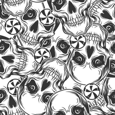 Dia De Los Muertos ve cadılar bayramı kusursuz deseni. Vector Day of the dead, Mexico background, wall paper.