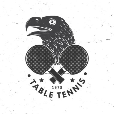 Masa tenisi rozeti, amblem. Vektör. Masa tenisi logosu şablonları ve rozetler için. Sağlık ve dostluğu destekleyecek bir yer.