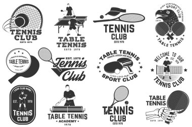 Masa tenisi, tenis kulübü posteri, afiş, broşür. Vektör. Masa tenisi, masa tenisi, masa tenisi logosu şablonları ve çıkartmalar için. Sağlık ve dostluğu destekleyecek bir yer. Maç, yarışma promosyonu, reklam.