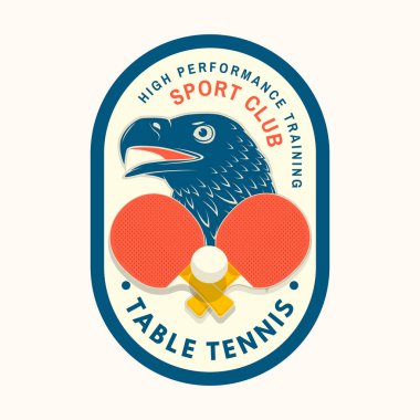 Masa tenisi çıkartması, rozet, amblem. Vektör. Masa tenisi logosu şablonları ve rozetler için. Sağlık ve dostluğu destekleyecek bir yer.
