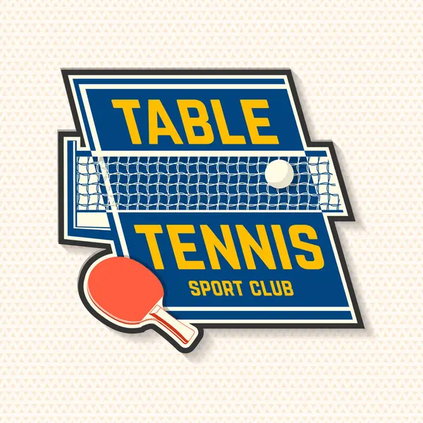Tenis kulübü yaması, rozet, amblem. Vektör. Masa tenisi, masa tenisi, masa tenisi logosu şablonları ve çıkartmalar için. Masa tenisi ve ağlı top. Etkin sporlar.