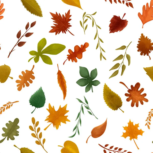 sonbahar yaprağı yeşil desen çizimi 