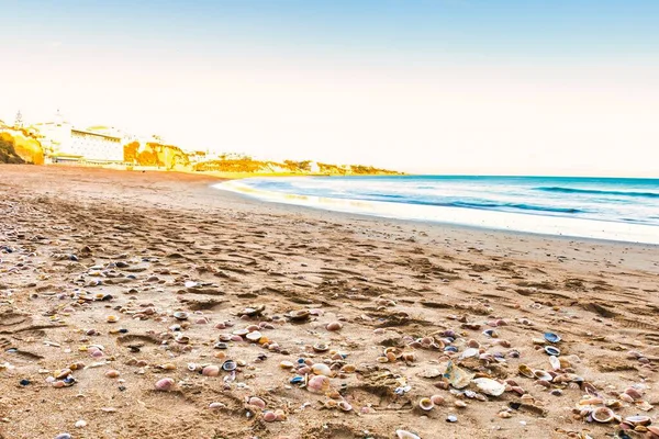 Albufeira Portugal Januar 2016 Die Wellen Des Meeres Rollen Strand — Stockfoto
