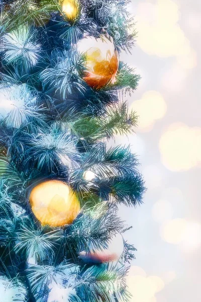 Ein Hintergrundbild Festlicher Bokey Verschwommener Weihnachtsbeleuchtung Während Der Weihnachtszeit — Stockfoto