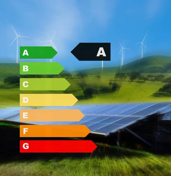 Transição Energia Para Turbinas Eólicas Energia Verde Powe Solar — Fotografia de Stock