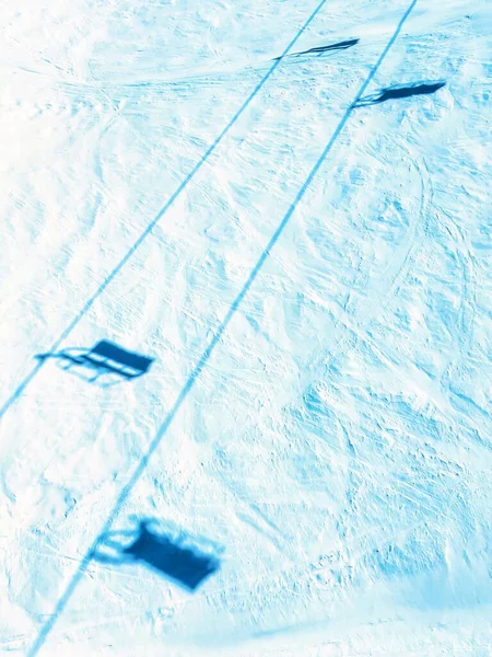 Mètres Neige Tandis Que Télésiège Les Gondoles Ombres — Photo