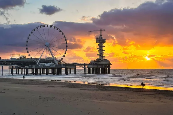 Hague Рідні Країни April 2022 Колесо Пірсі Пляжному Курорті Пляжем — стокове фото