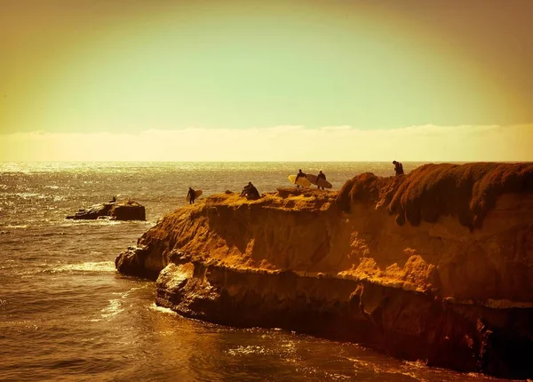 Santa Cruz Stany Zjednoczone Stycznia 2013 Patrząc Zachód Słońca Zatoce — Zdjęcie stockowe