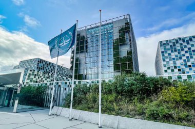 Den Haag, Hollanda - 25 Ağustos 2021: Lahey 'deki Uluslararası Ceza Mahkemesi ICC CPI binalarının genel görünümü