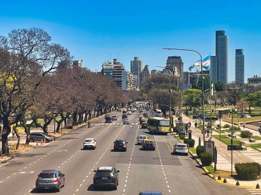 buenos aires, Argentina - 27 October 2022: cars driving on the avenida presidente figueroa alcorta into the metropolitan city