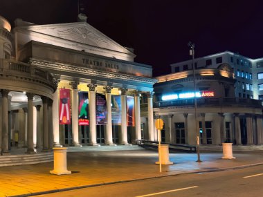 montevideo, uruguay - October 30 2022: teatro solis theater at night with illumination