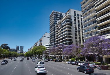 buenos aires, Argentina - 04 November 2022: cars are driving on an urban inner city highway called the avenida de Libertador