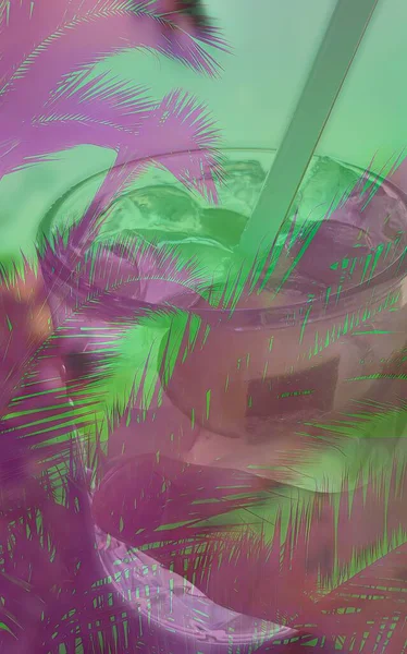 Популярний Коктейль Мохіто Зеленого Рому Руці Океаном Фоні — стокове фото