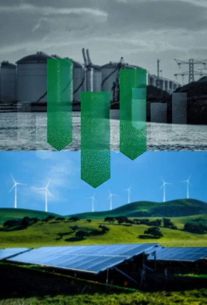 Transição Energética Combustível Fóssil Para Energia Verde — Fotografia de Stock