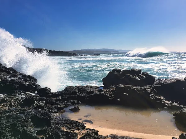 Wilde Und Raue Küste Einer Kanarischen Vulkaninsel Atlantik — Stockfoto